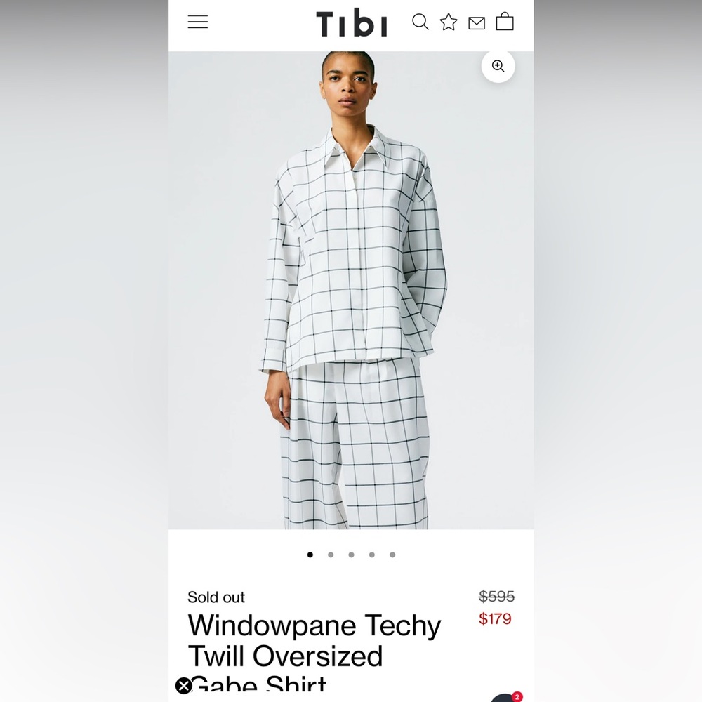 Tibi Windowpane Techy Twill Oversized Gabe Shirt - Picture 8 of 8